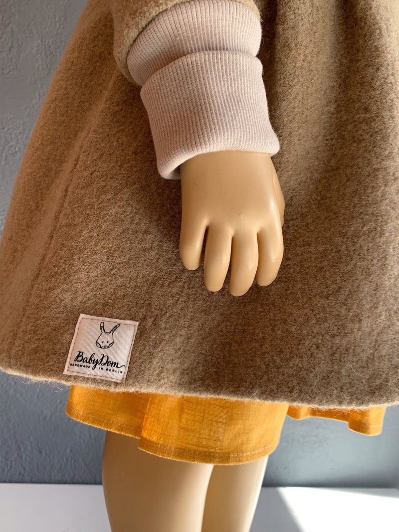 Mädchen Mantel, Wollwalk Mantel, Voll gefüttert Mantel mit Bio Baumwolle Jersey - BabyDom