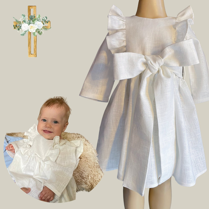 Taufe Leinenkleid für Mädchen Iana - BabyDom
