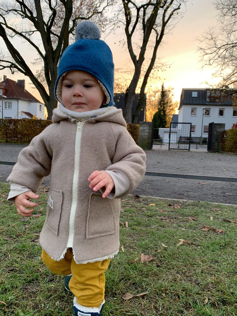 Winter Jacke für Kinder, Voll gefütterte Jacke mit Bio Baumwolle Teddy Plüsch - BabyDom