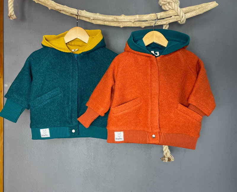 Wollwalk Bomberjacke für Kinder, Reißverschluss Jacke für Baby und